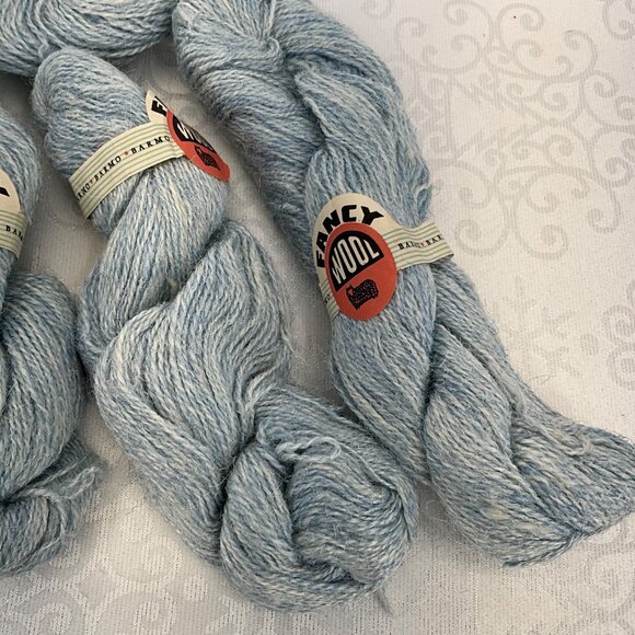 Vintage Barmo Fancy Wool Yarn Light Blue Skeins Bundle - Picture 4 of 7